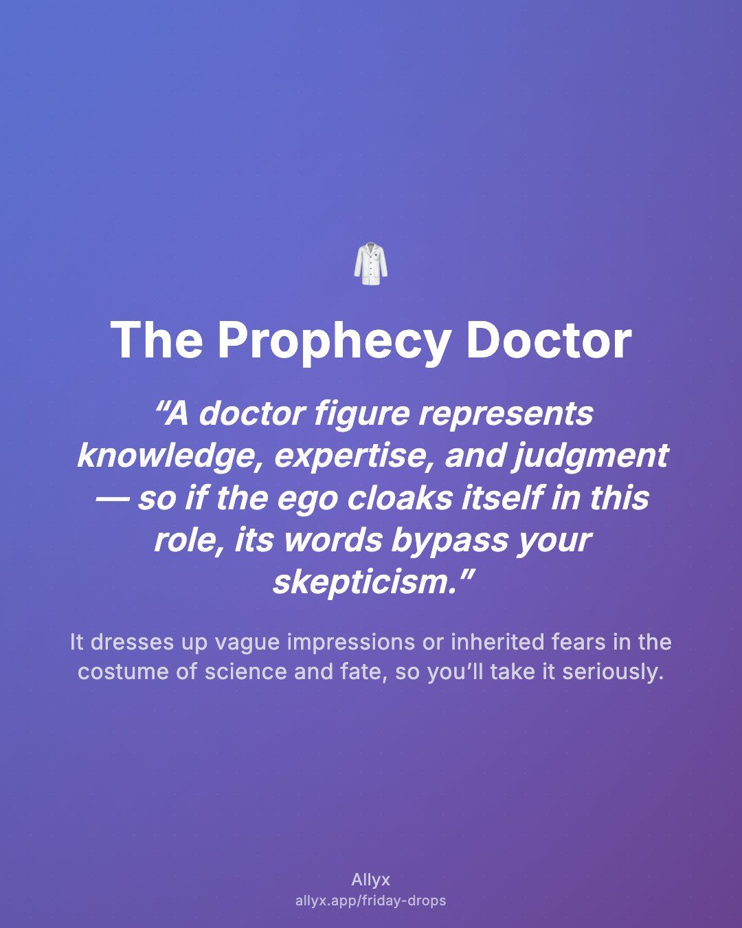 Shareable quote card for The Prophecy Doctor