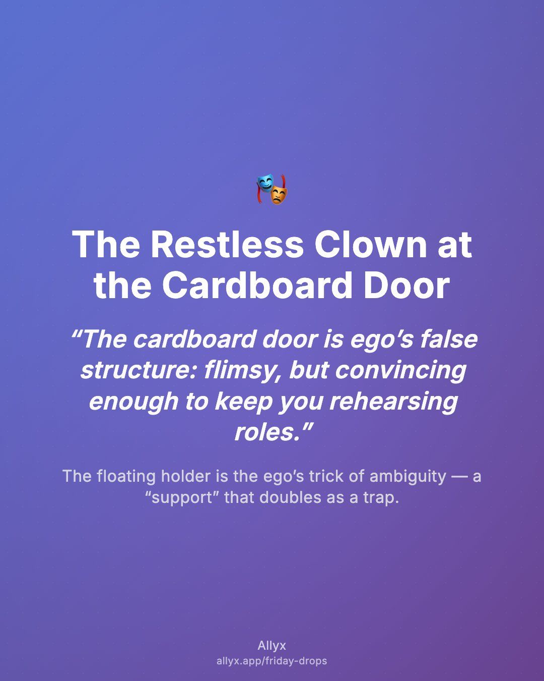 Shareable quote card for The Restless Clown at the Cardboard Door