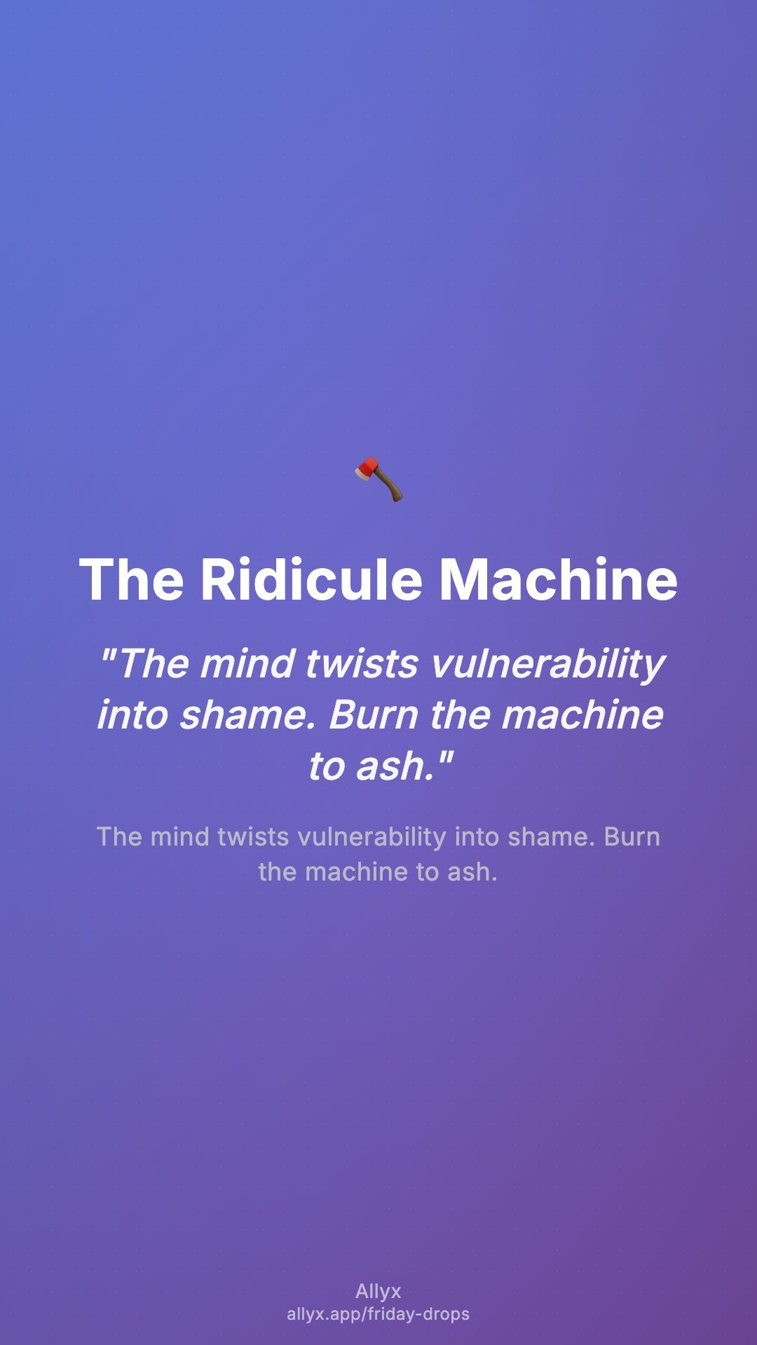 Shareable story card for The Ridicule Machine