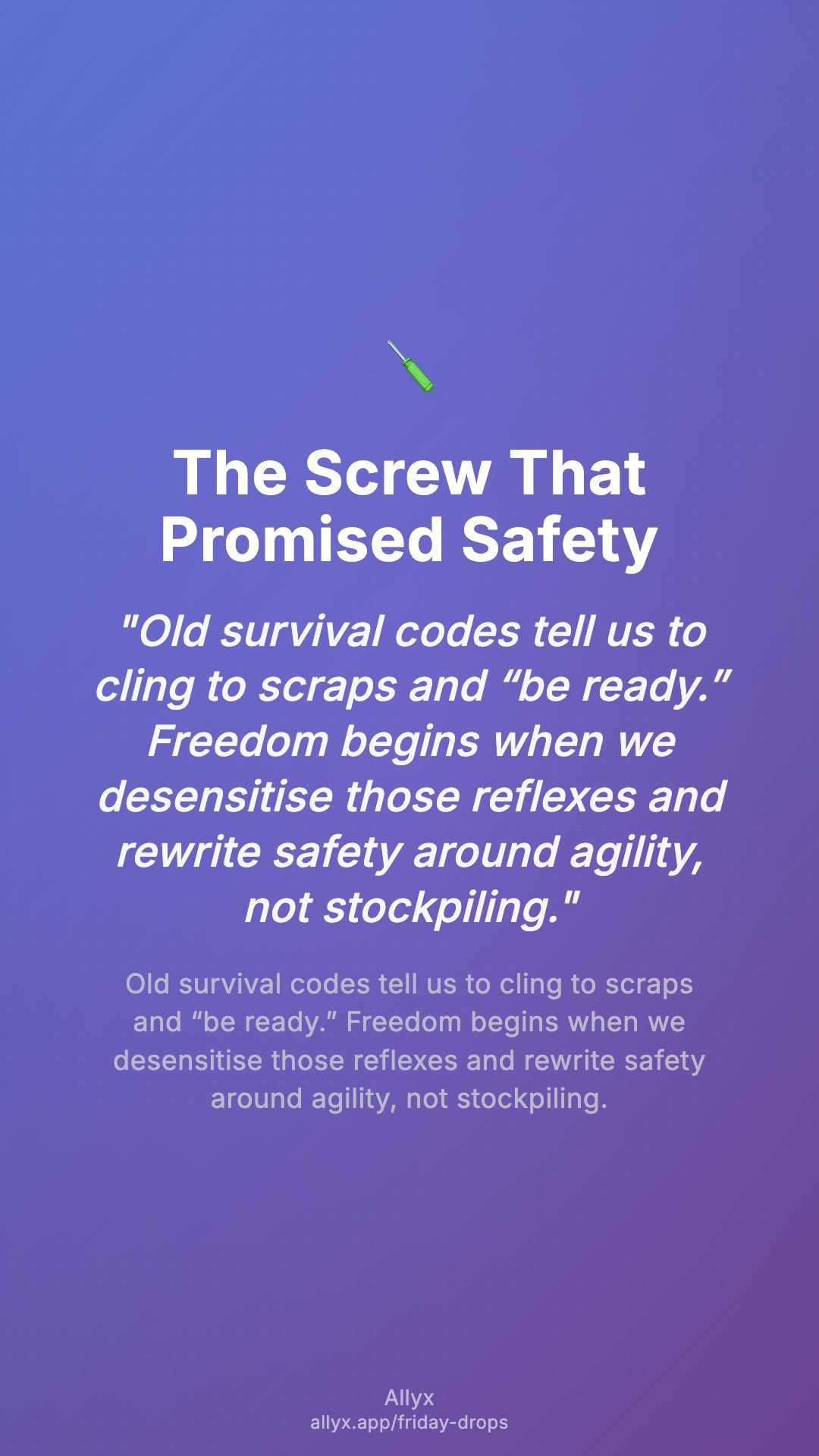 Shareable story card for The Screw That Promised Safety