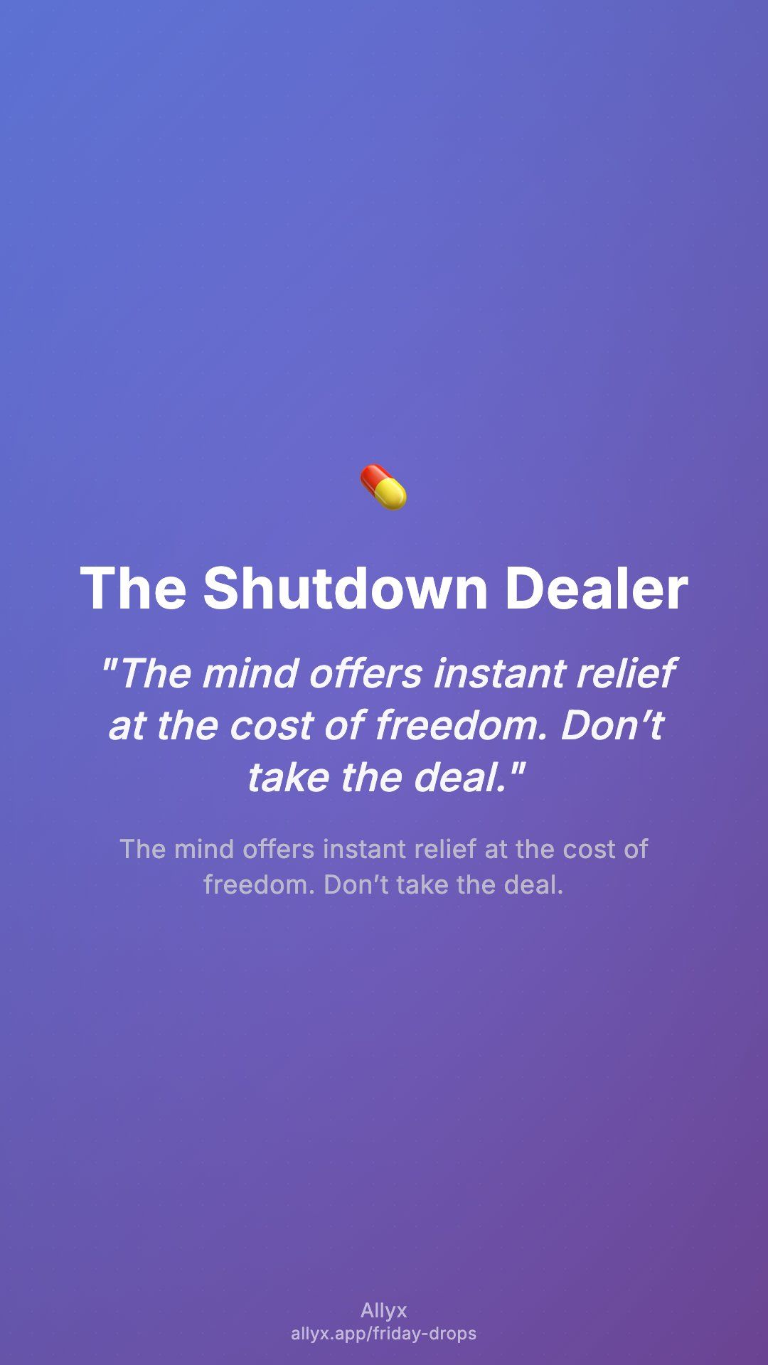 Shareable story card for The Shutdown Dealer