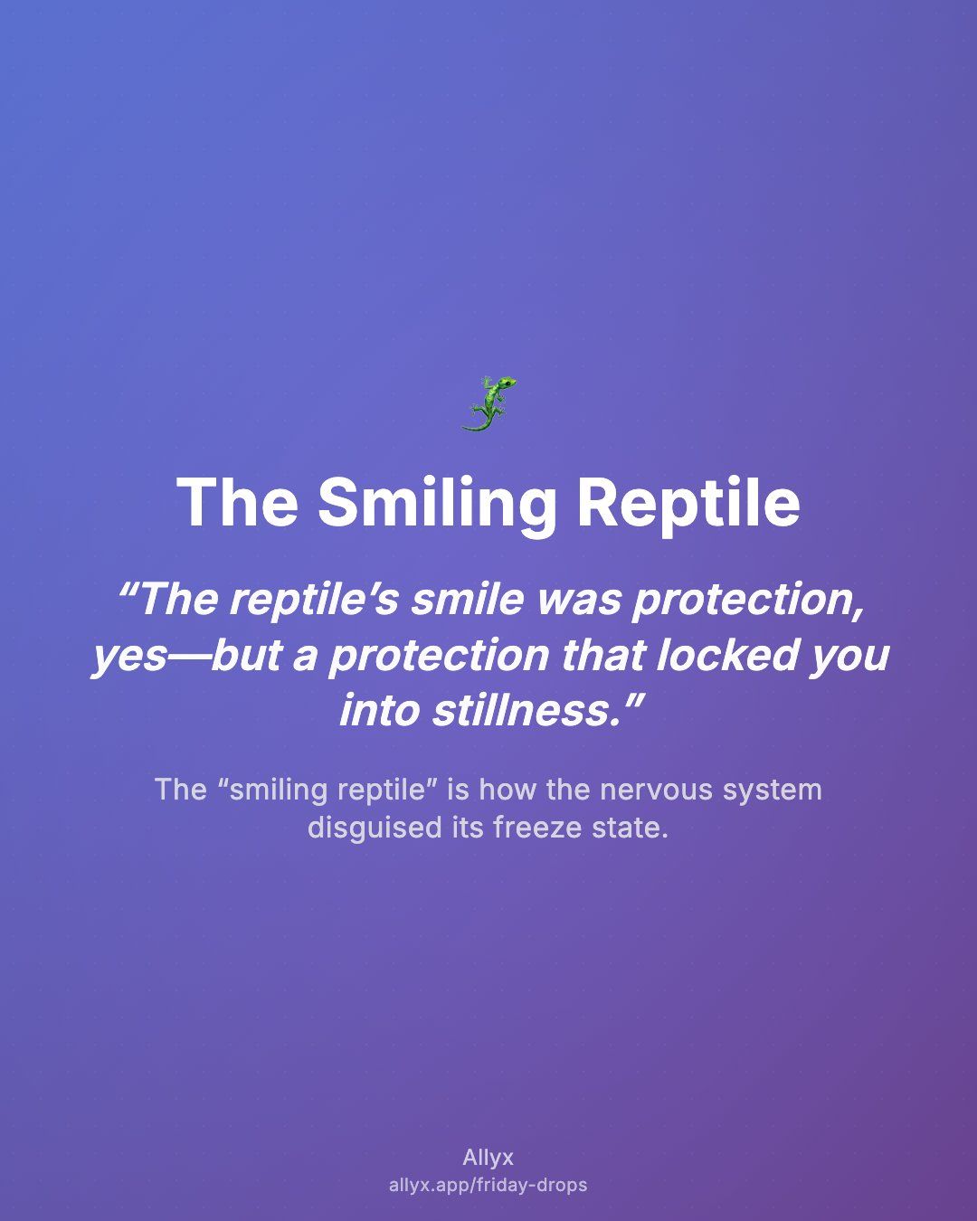Shareable quote card for The Smiling Reptile