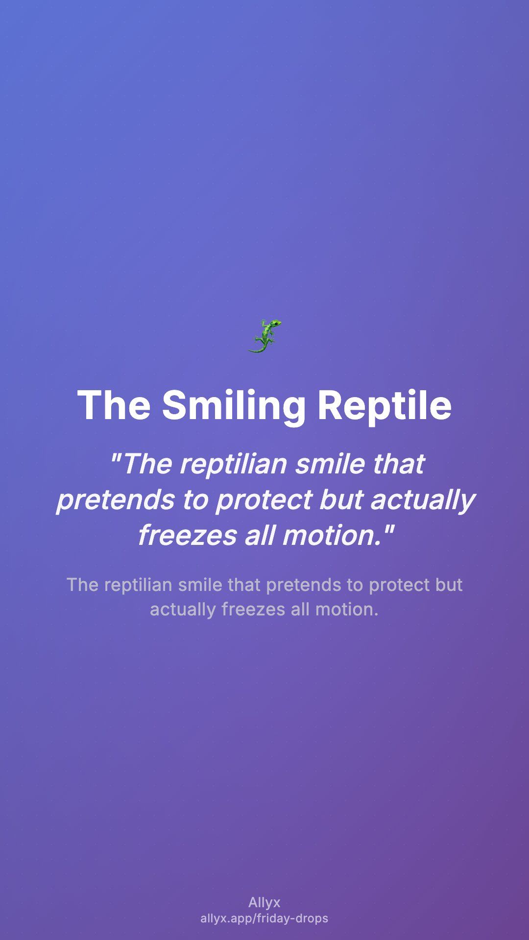 Shareable story card for The Smiling Reptile