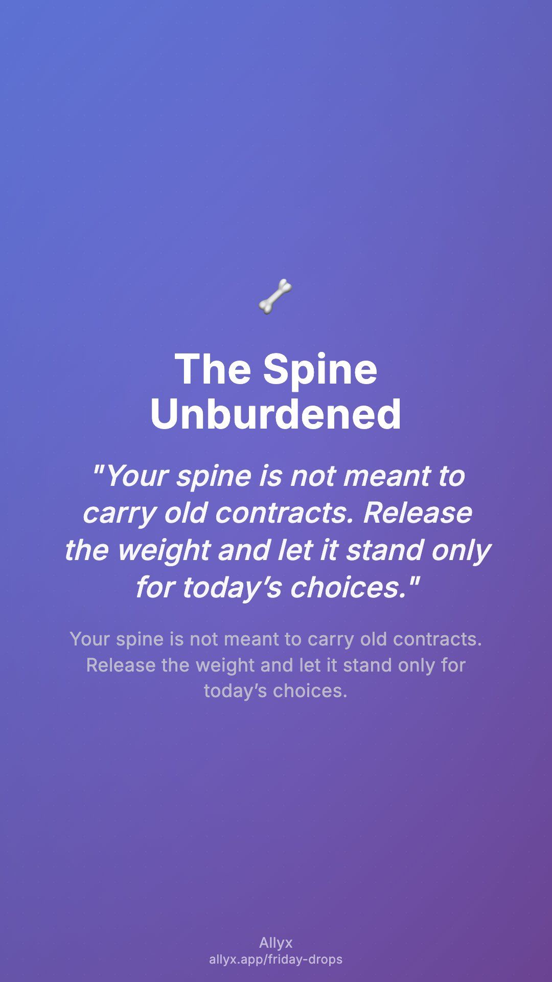 Shareable story card for The Spine Unburdened