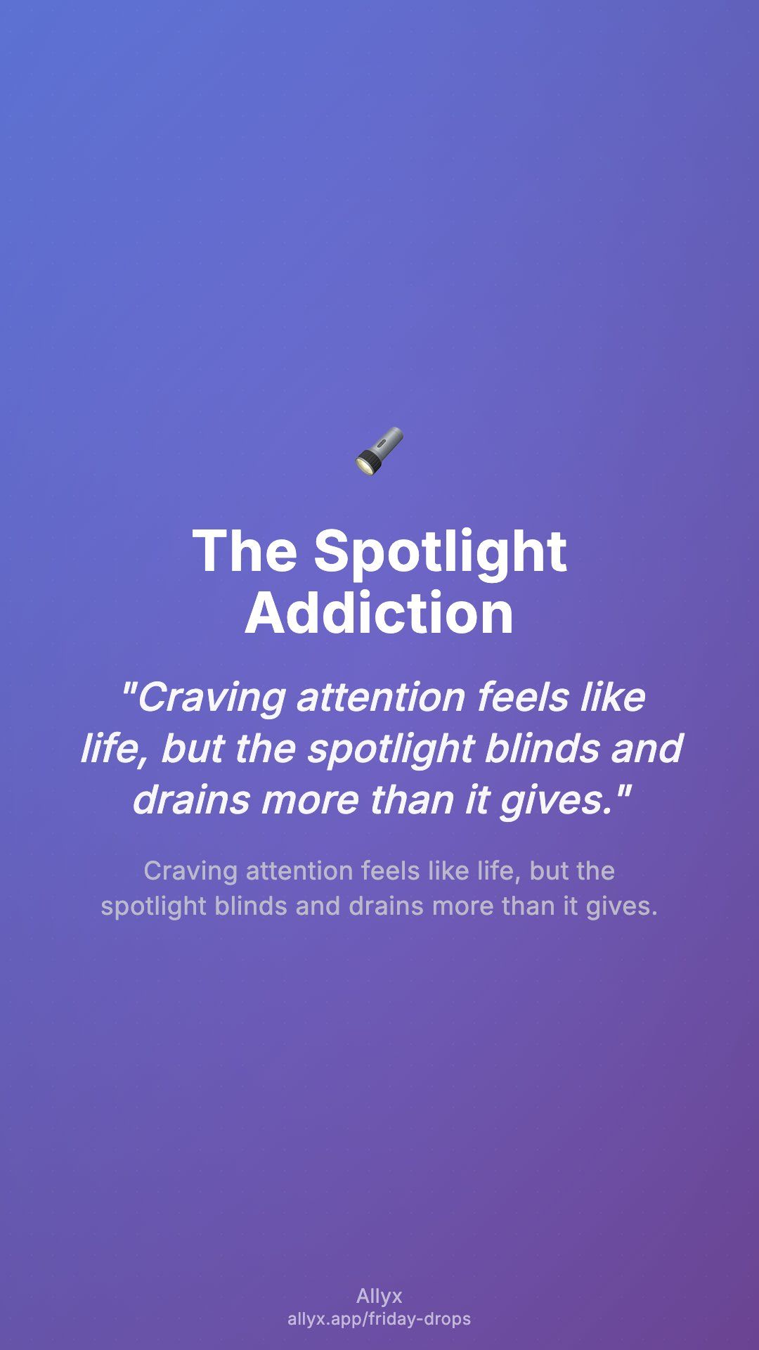 Shareable story card for The Spotlight Addiction
