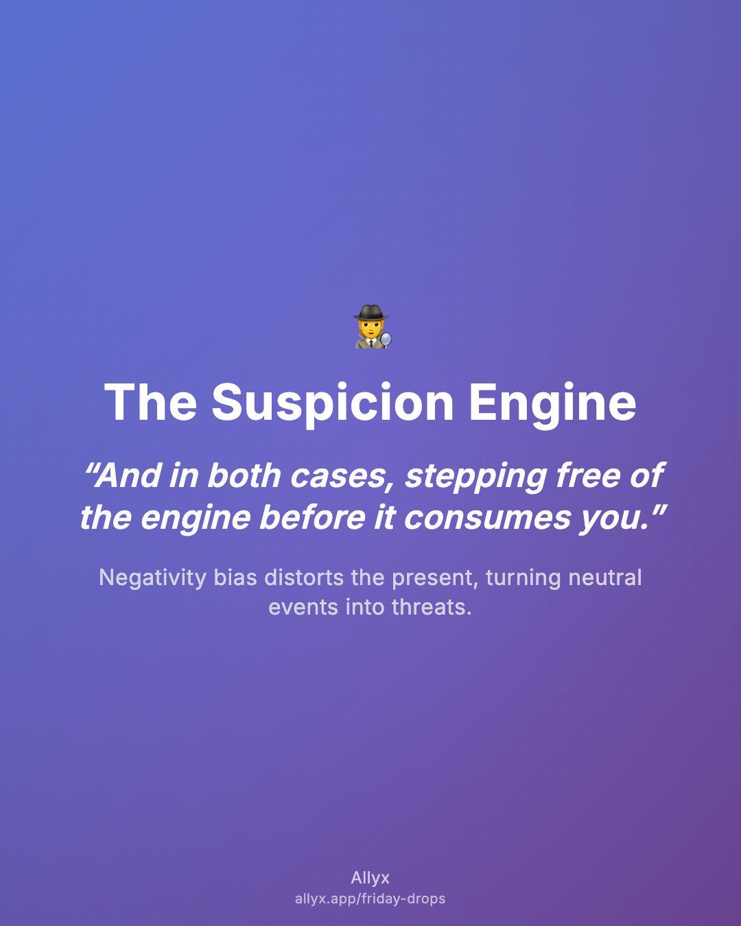 Shareable quote card for The Suspicion Engine