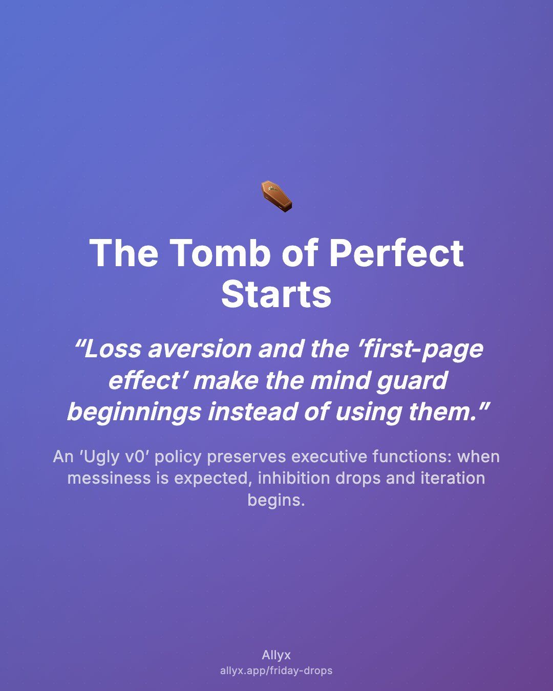 Shareable quote card for The Tomb of Perfect Starts