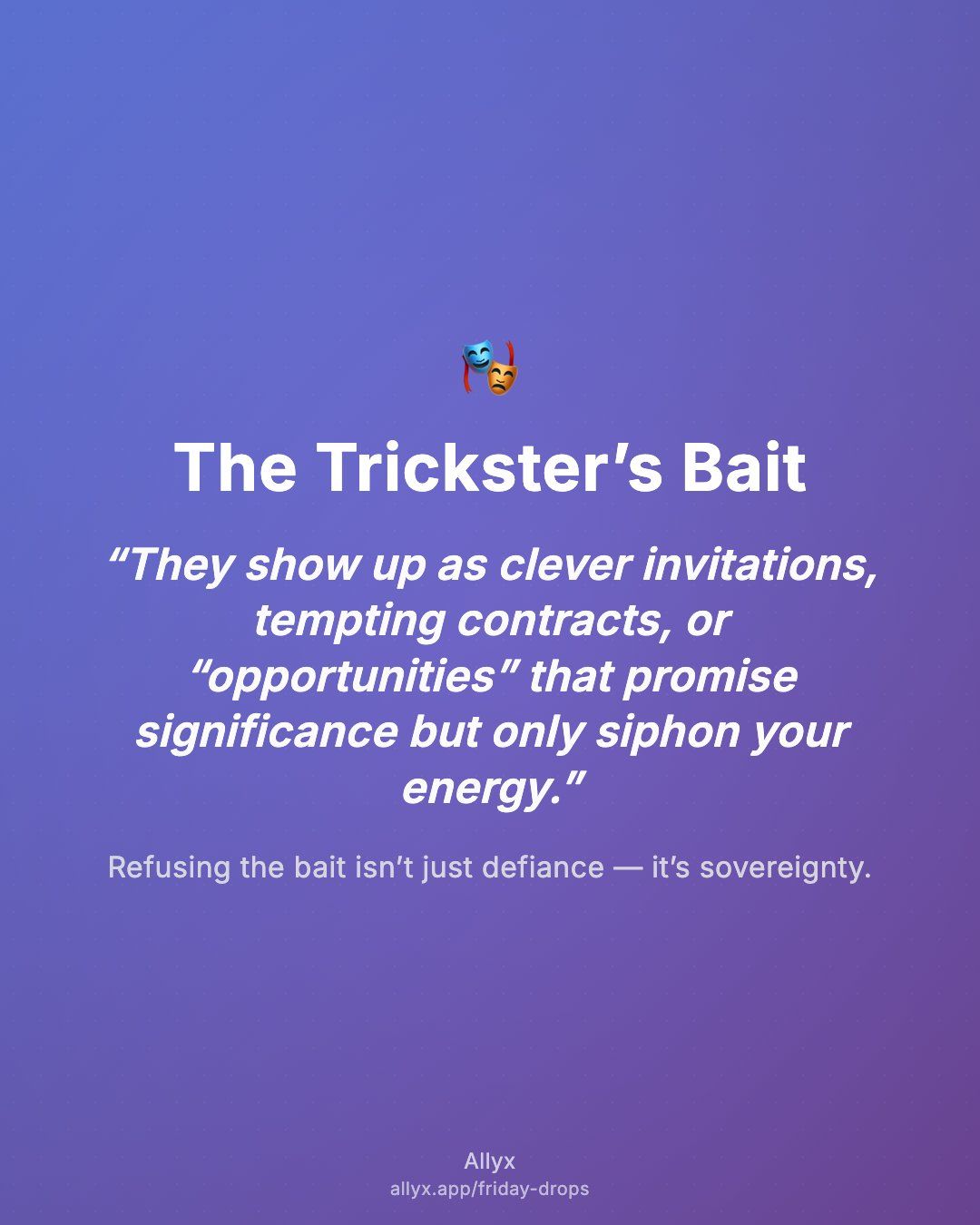 Shareable quote card for The Trickster’s Bait