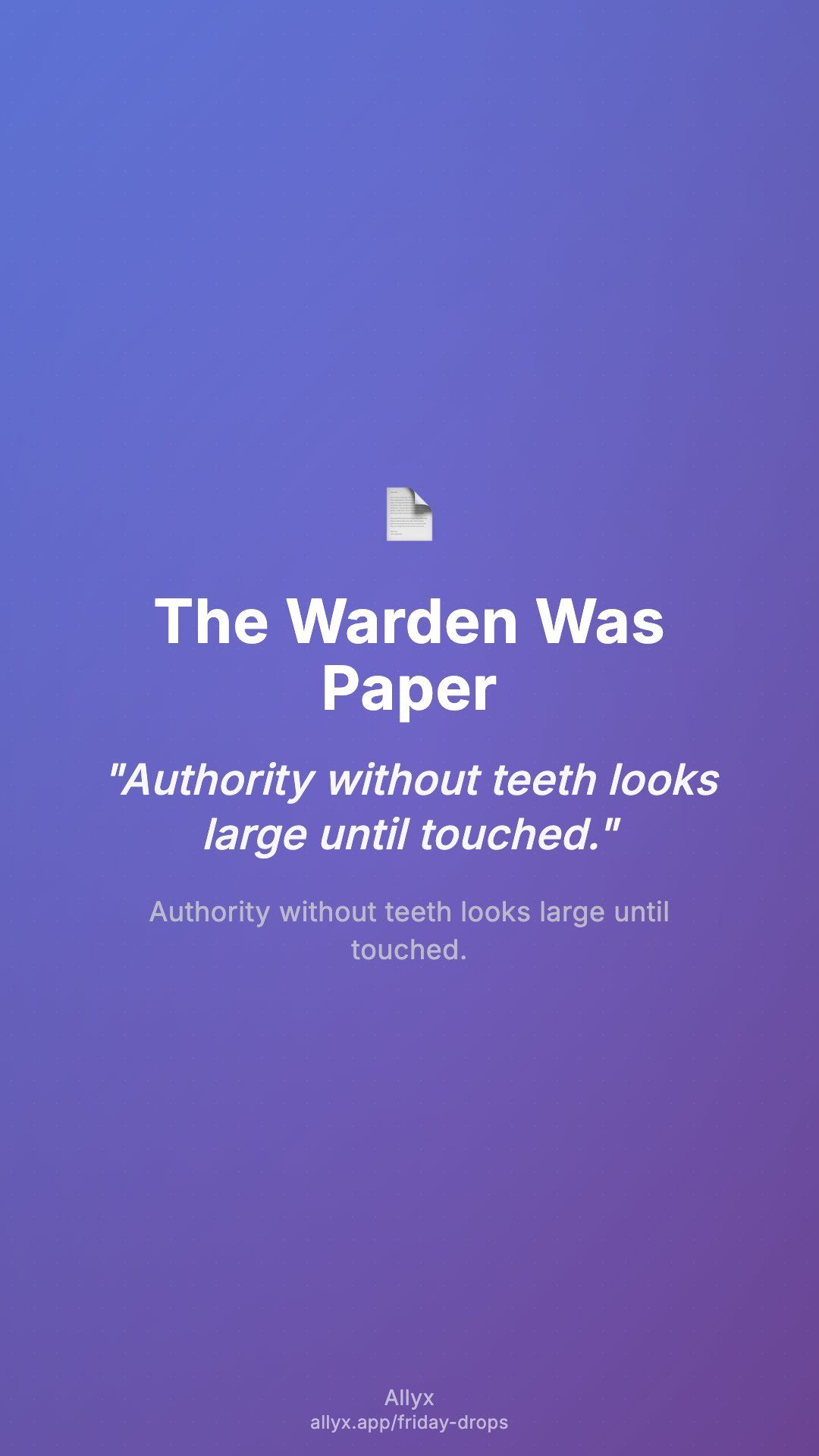 Shareable story card for The Warden Was Paper