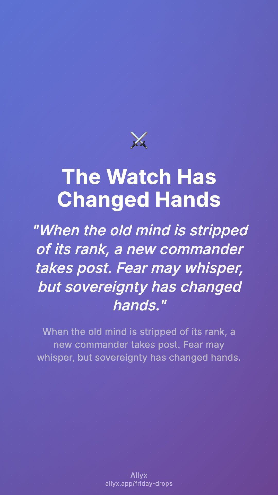 Shareable story card for The Watch Has Changed Hands