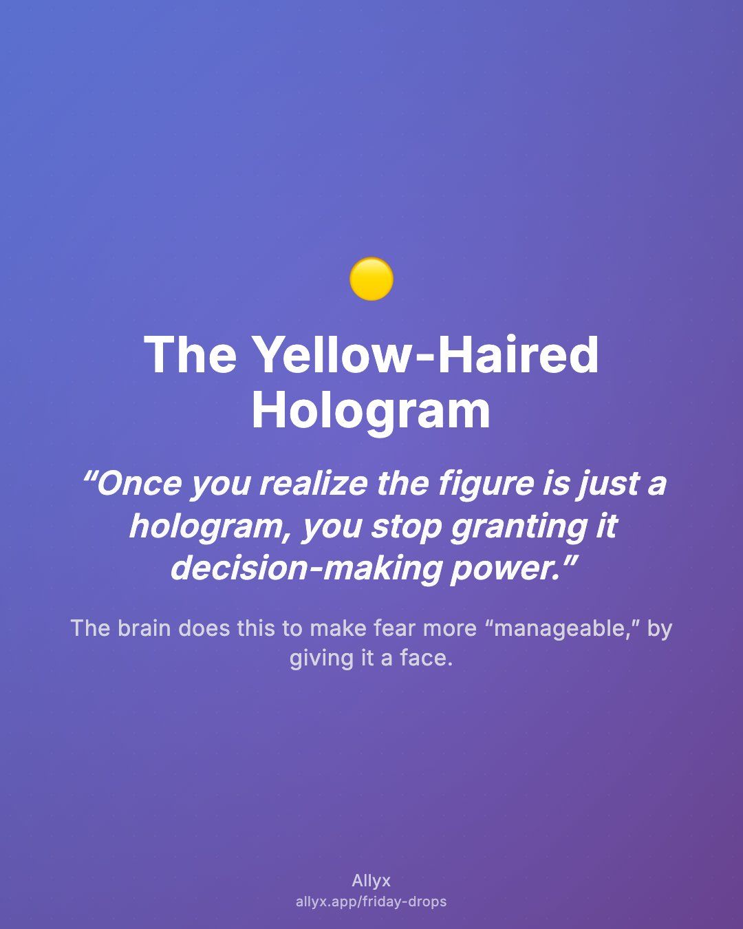 Shareable quote card for The Yellow-Haired Hologram