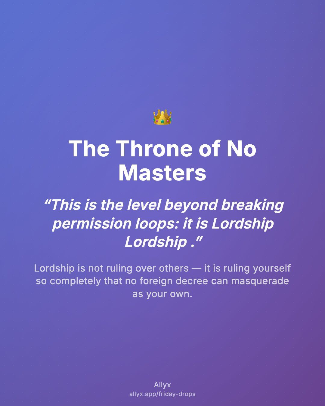 Shareable quote card for The Throne of No Masters