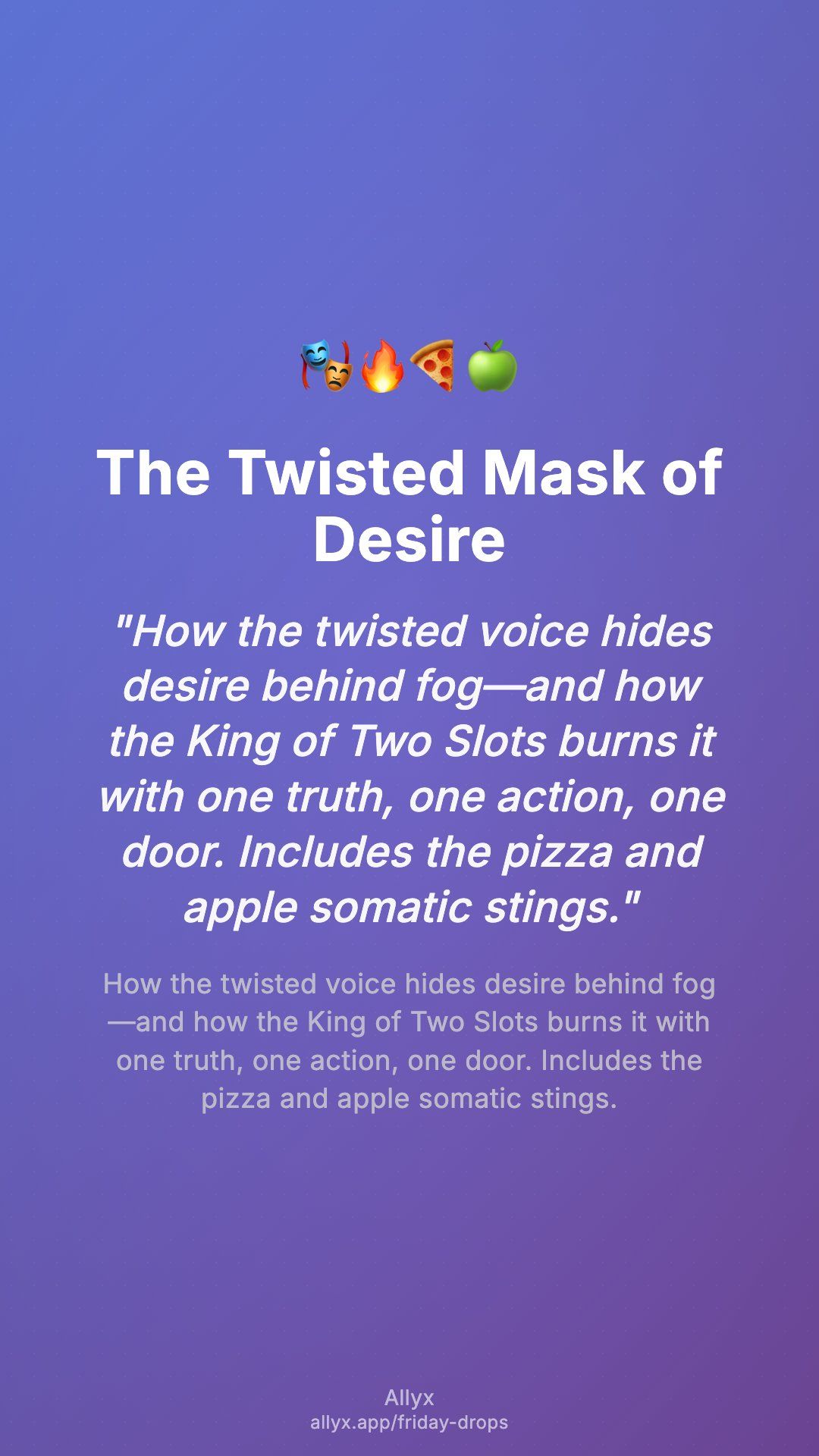 Shareable story card for The Twisted Mask of Desire