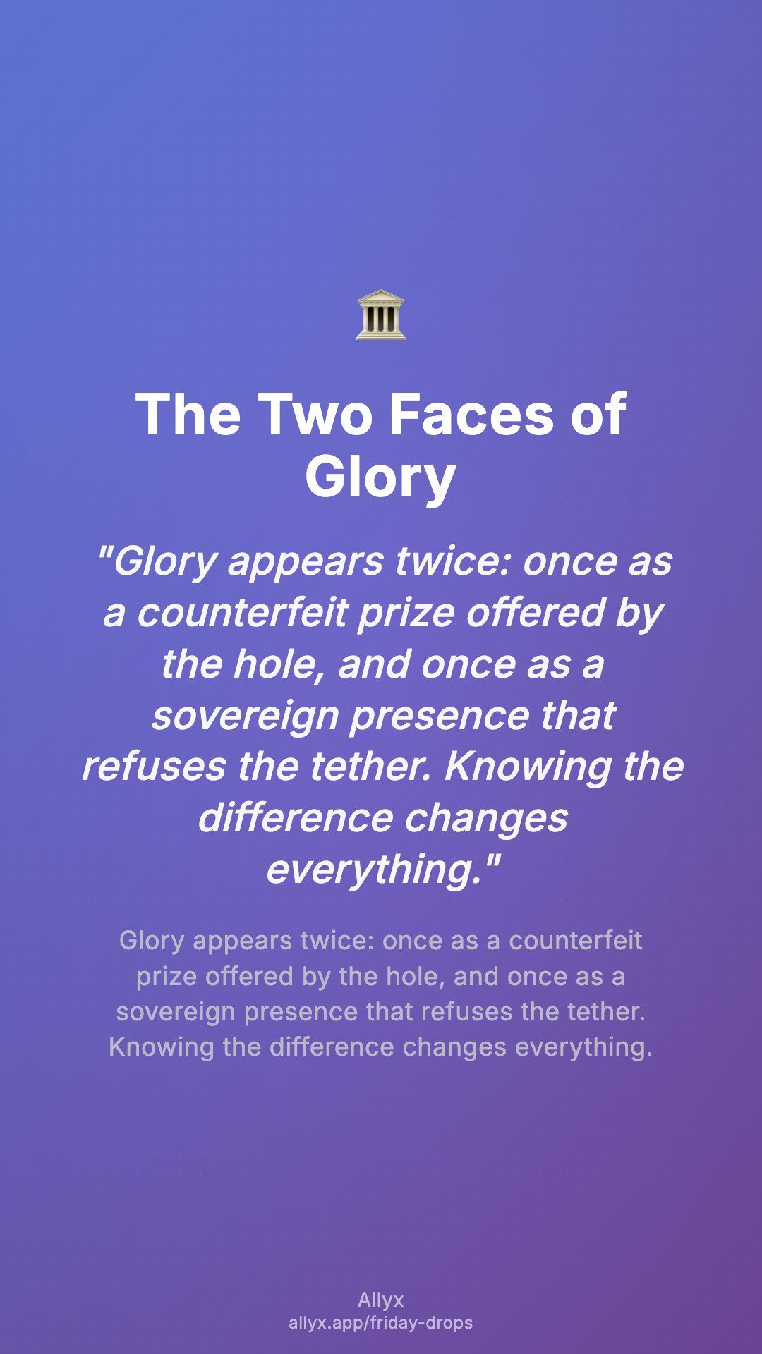 Shareable story card for The Two Faces of Glory
