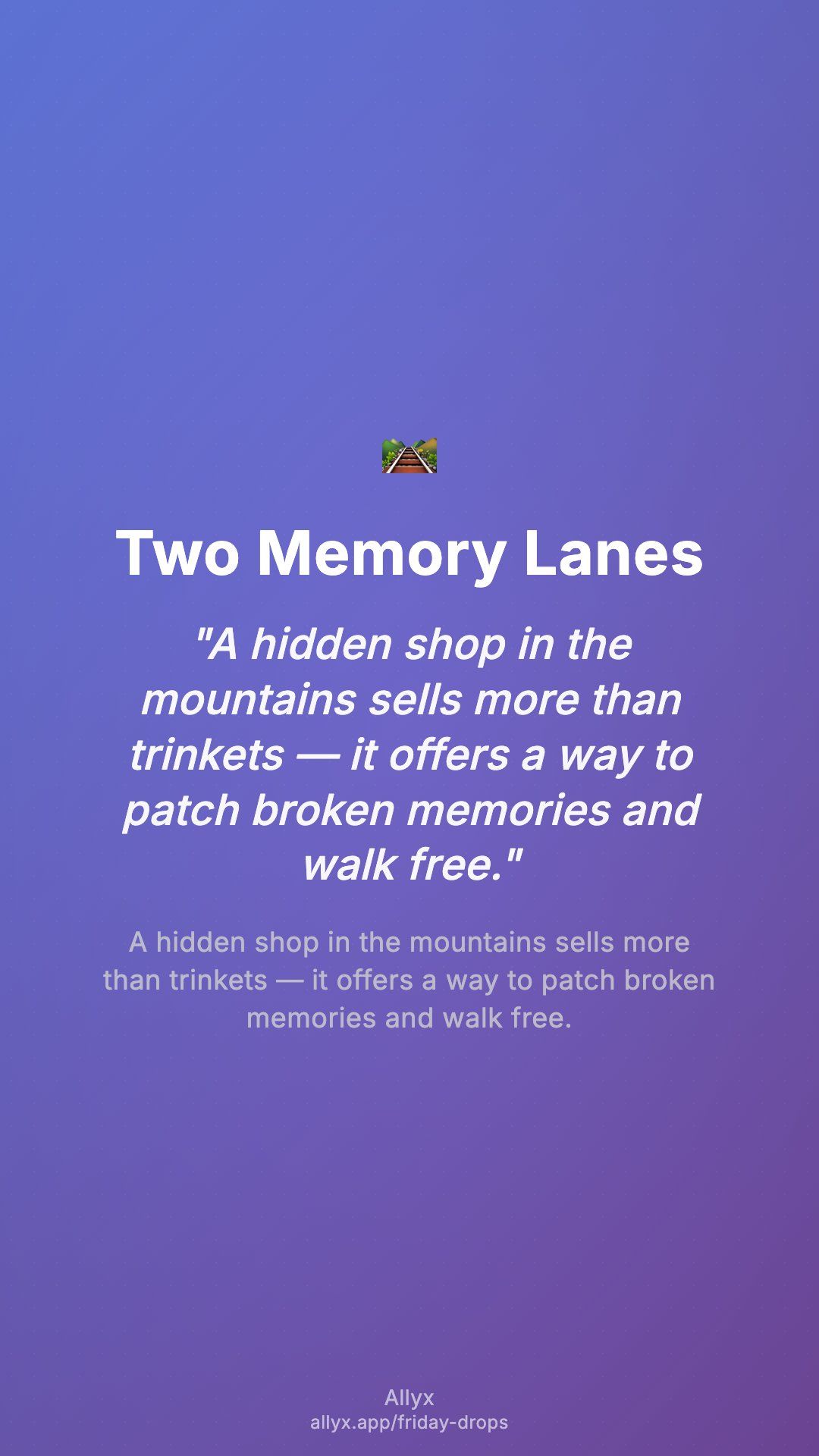 Shareable story card for Two Memory Lanes