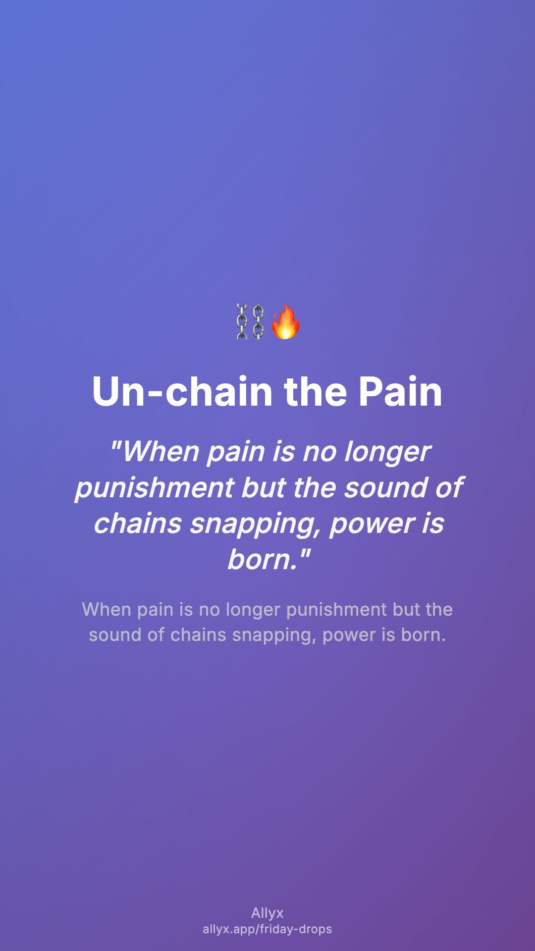 Shareable story card for Un-chain the Pain