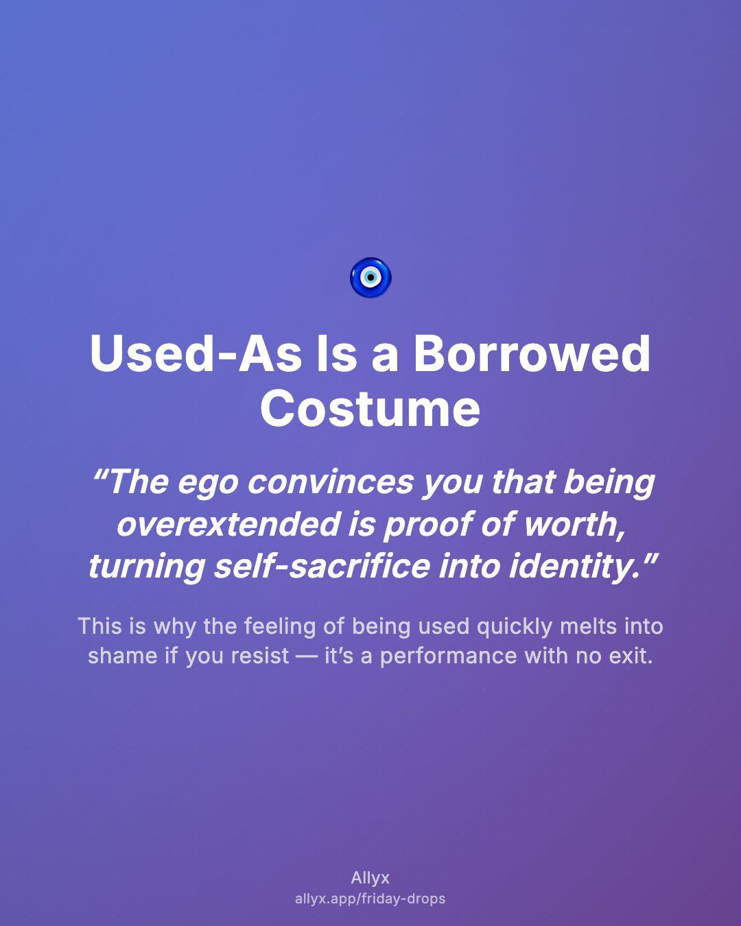 Shareable quote card for Used-As Is a Borrowed Costume