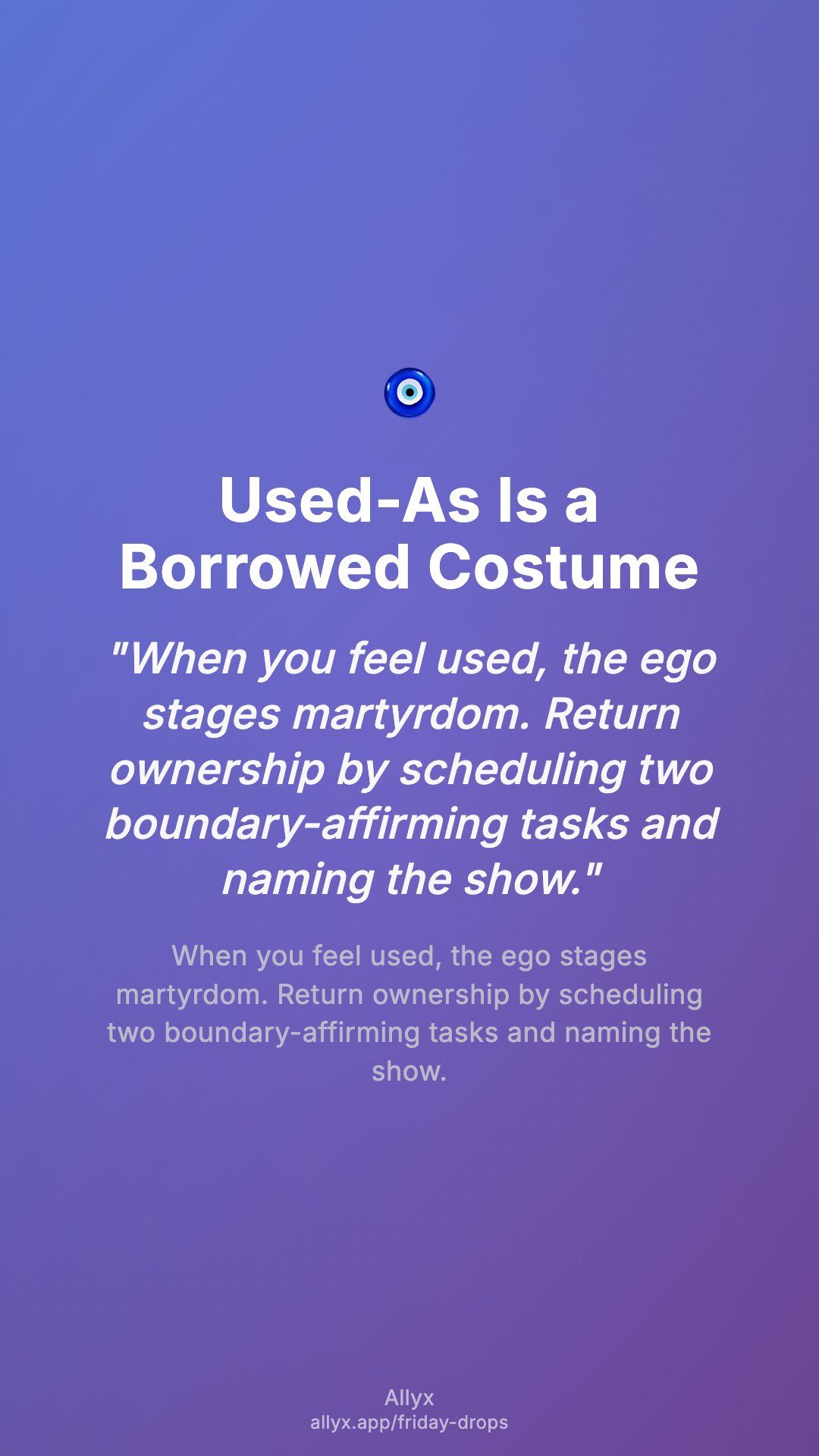 Shareable story card for Used-As Is a Borrowed Costume