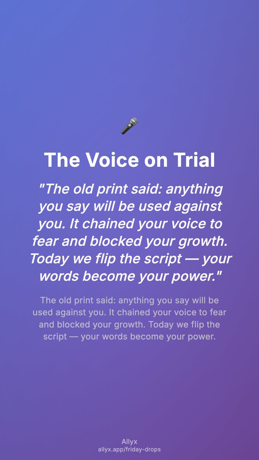Shareable story card for The Voice on Trial