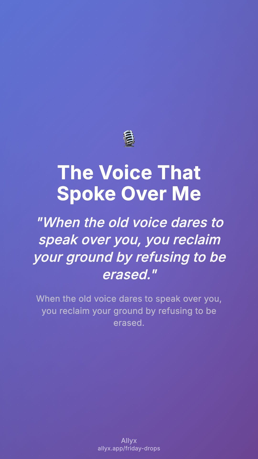 Shareable story card for The Voice That Spoke Over Me
