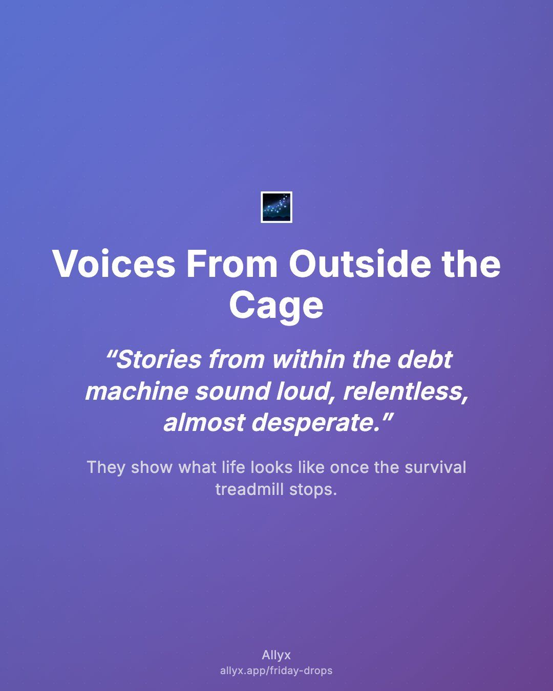 Shareable quote card for Voices From Outside the Cage