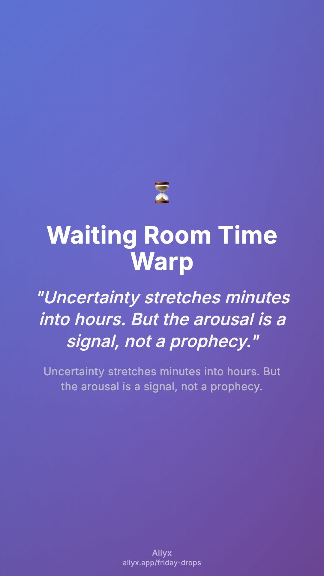 Shareable story card for Waiting Room Time Warp