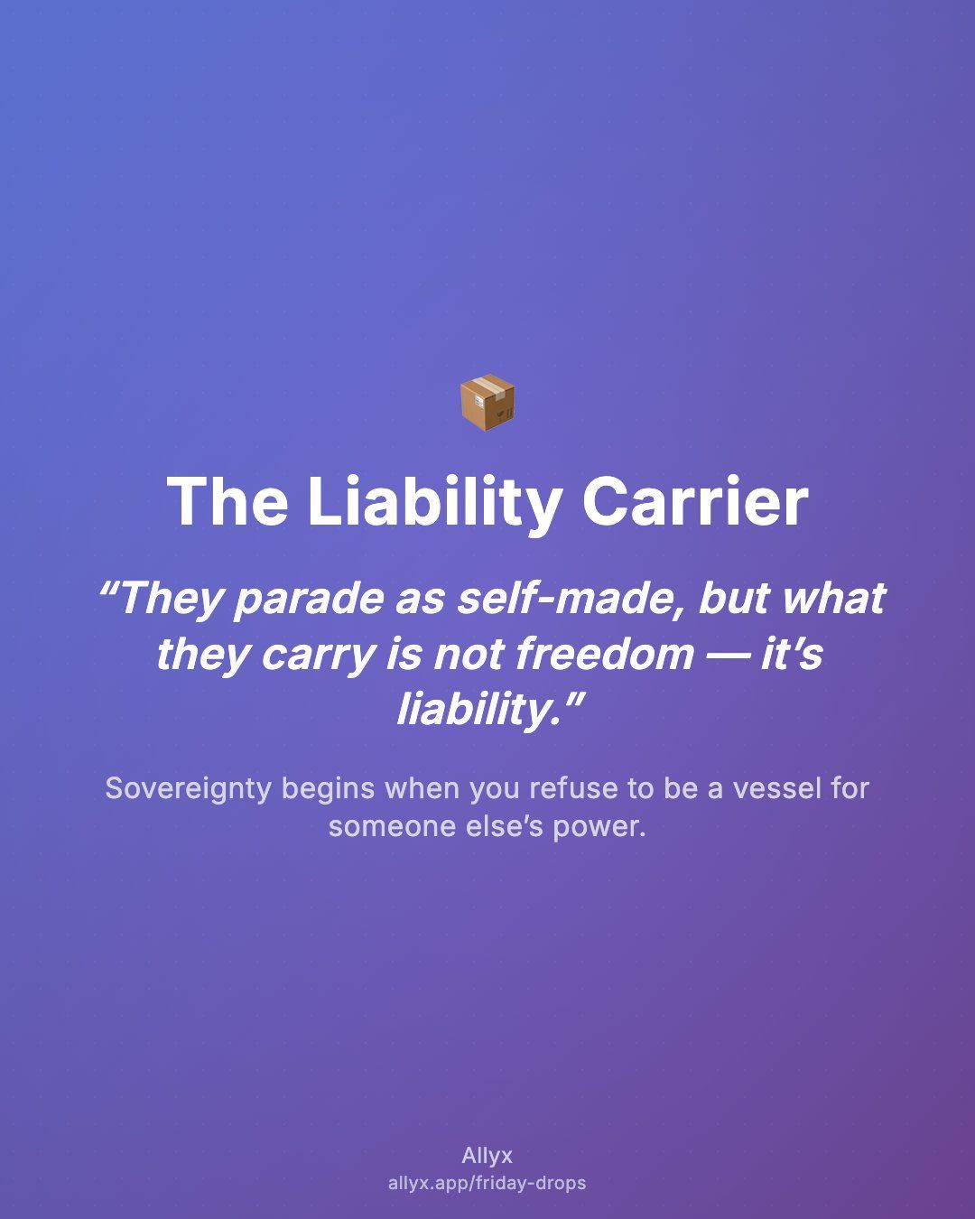 Shareable quote card for The Liability Carrier