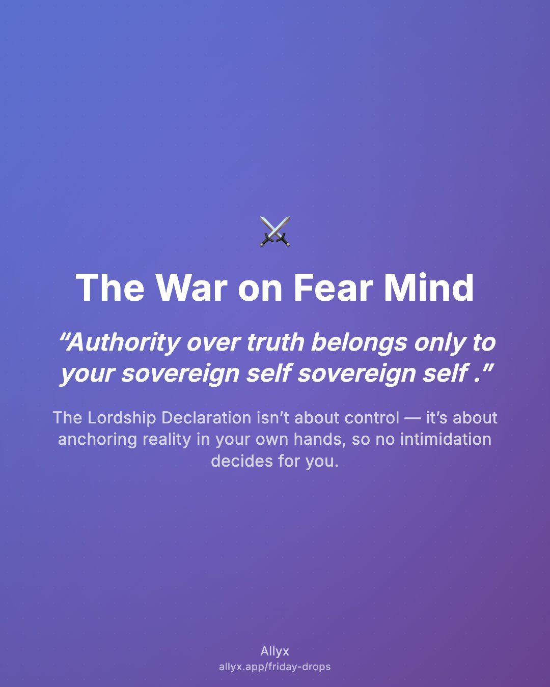 Shareable quote card for The War on Fear Mind