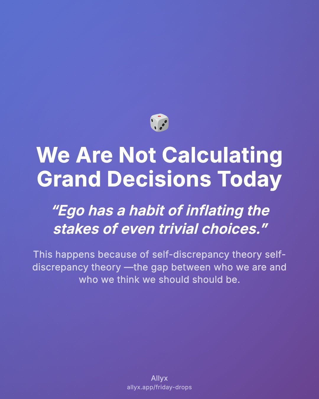 Shareable quote card for We Are Not Calculating Grand Decisions Today