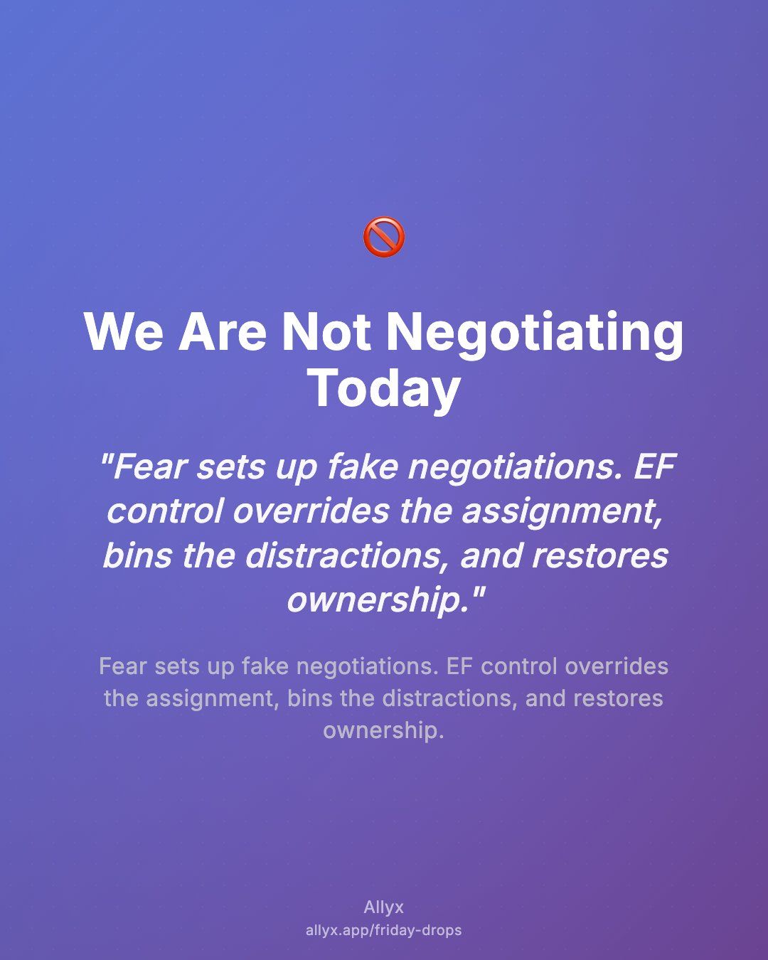 Shareable quote card for We Are Not Negotiating Today