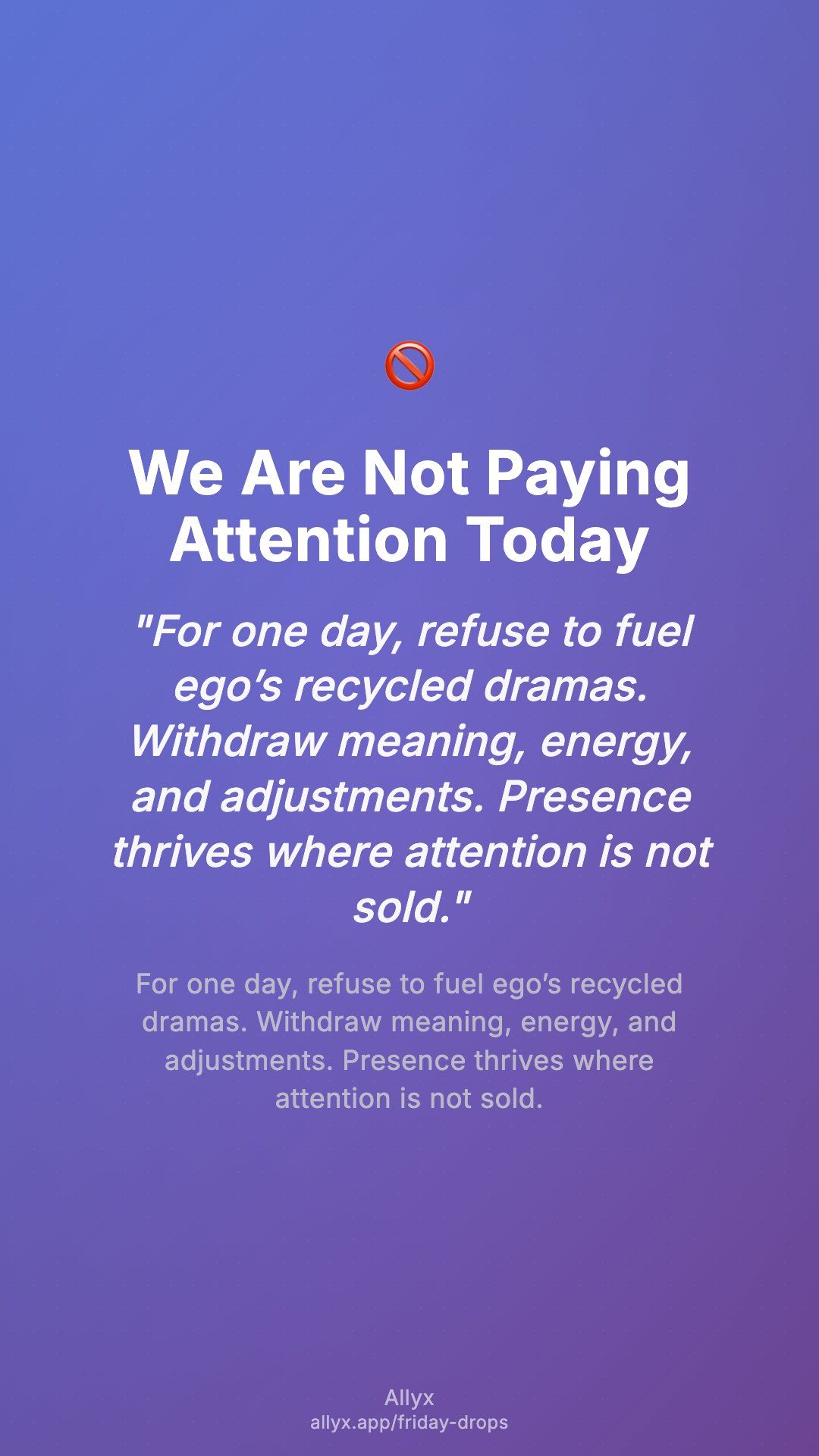 Shareable story card for We Are Not Paying Attention Today