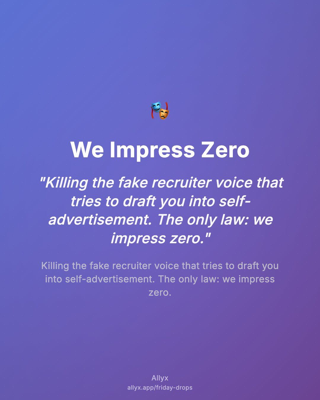 Shareable quote card for We Impress Zero
