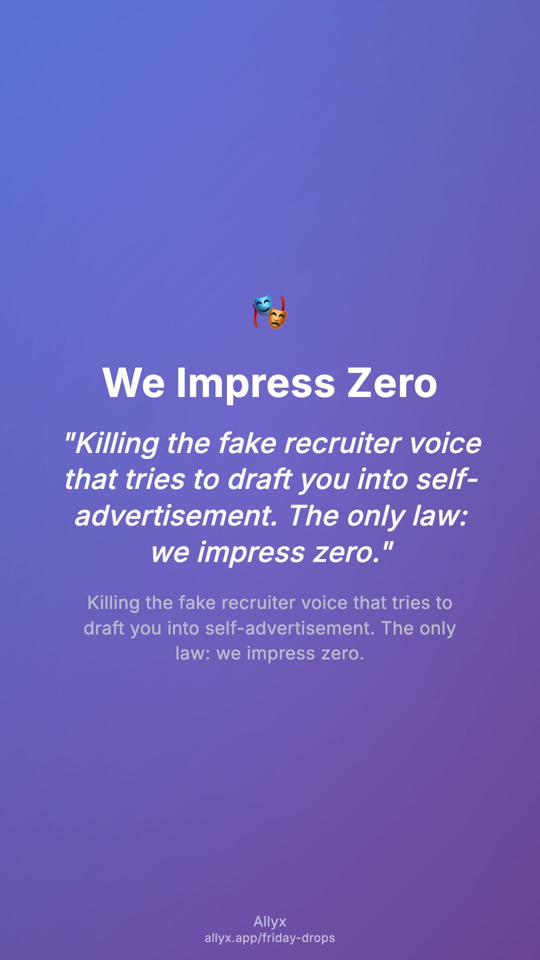 Shareable story card for We Impress Zero