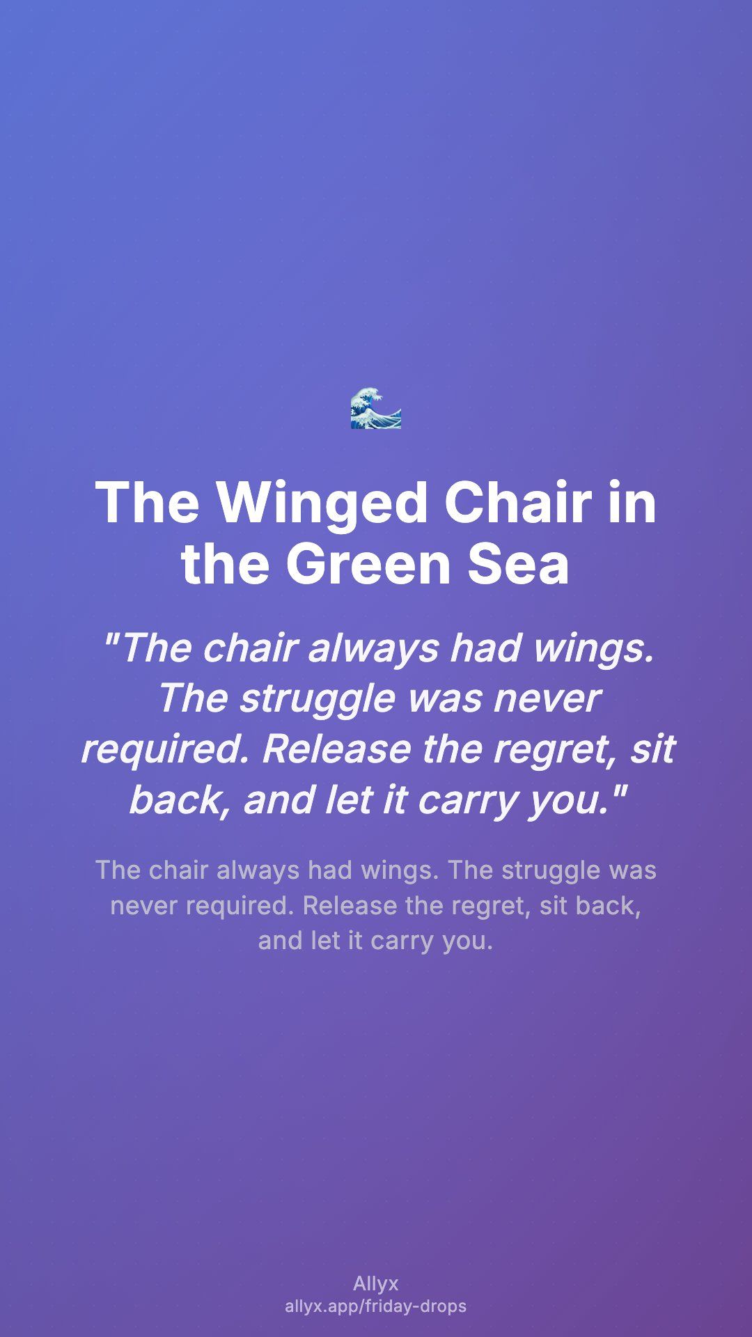 Shareable story card for The Winged Chair in the Green Sea