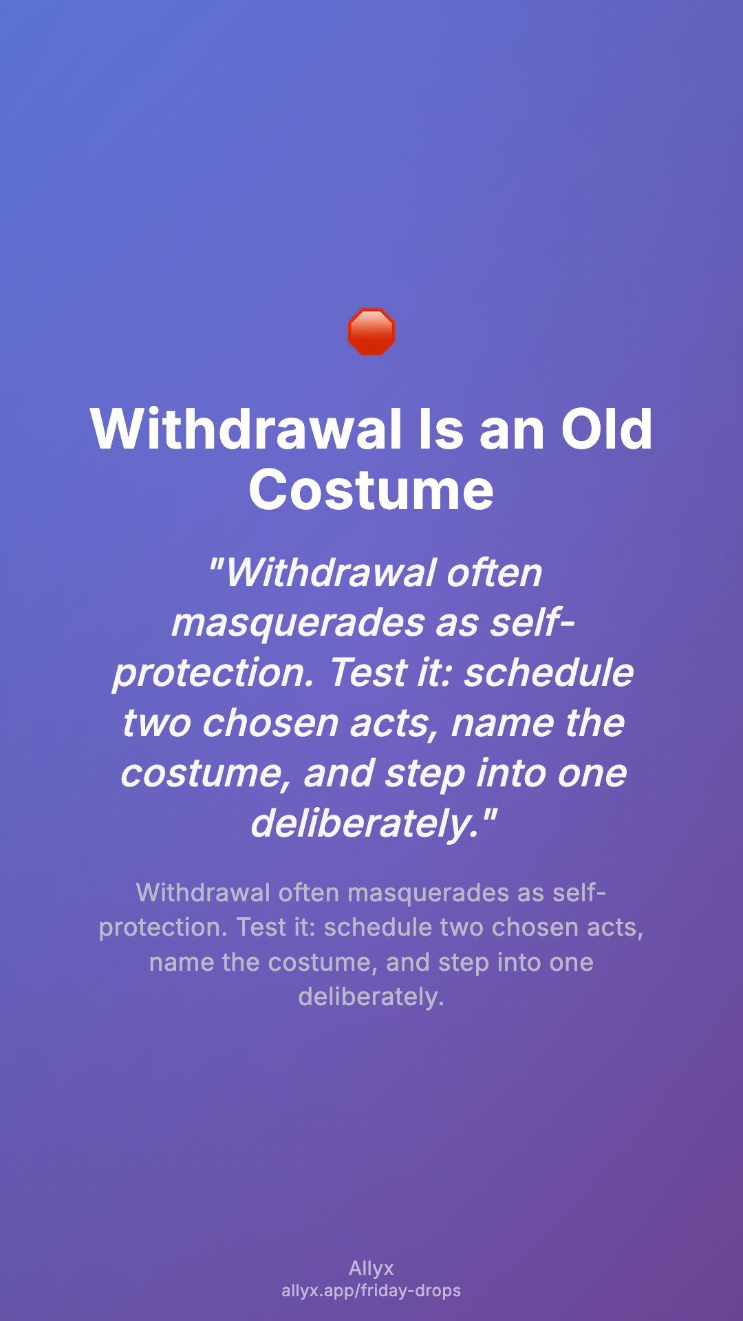 Shareable story card for Withdrawal Is an Old Costume