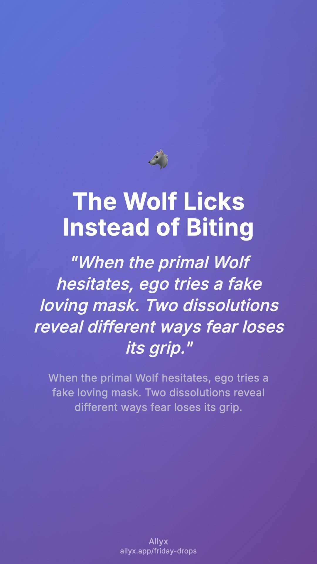 Shareable story card for The Wolf Licks Instead of Biting