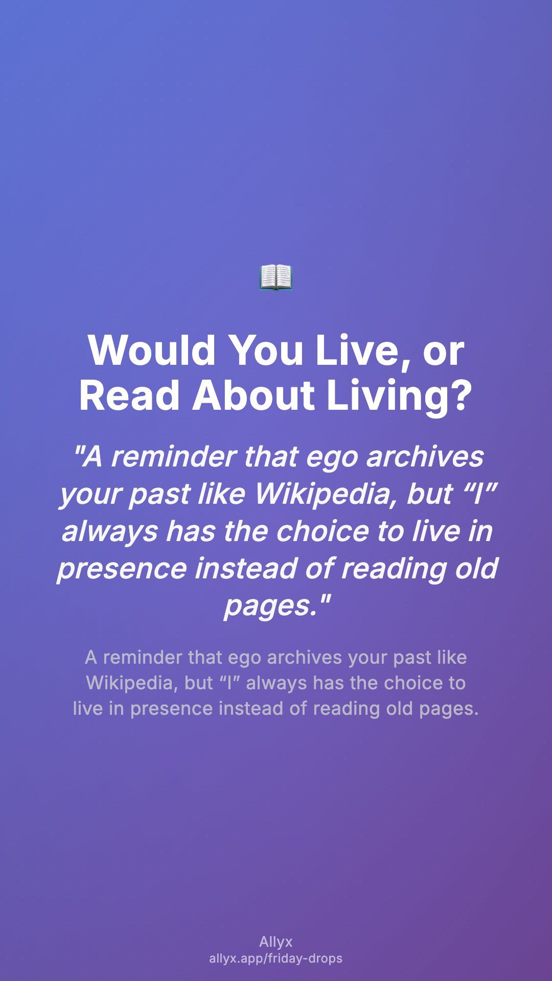 Shareable story card for Would You Live, or Read About Living?
